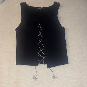 Sweater crop butterfly string black size small